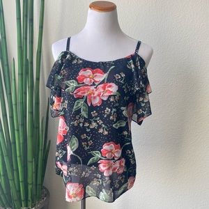 Cabi Floral Cold Shoulder Blouse